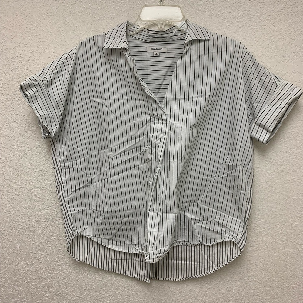 Madewell striped short sleeve button back pullover